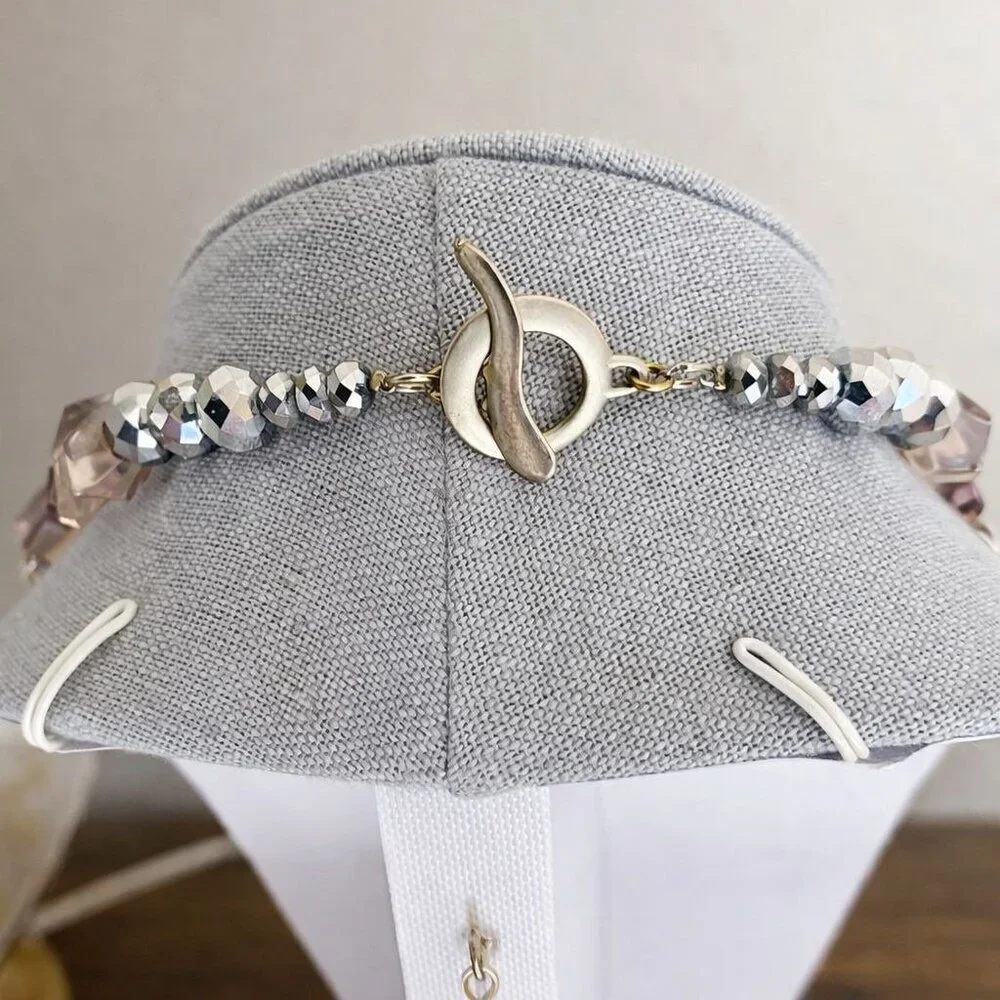 Vintage Lavender Lucite Nugget Statement Choker Necklace Purple Toggle 21 inches - Picture 4 of 5